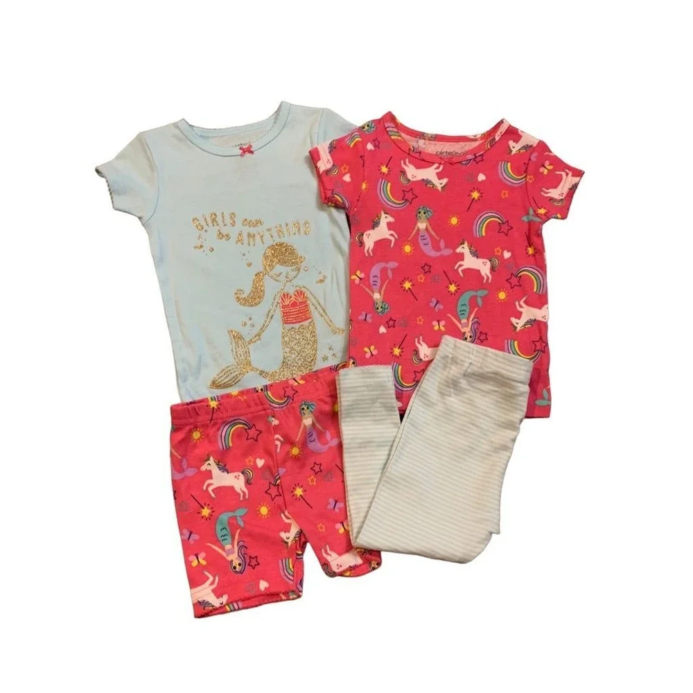 12 Months New Carters 4 Piece Pajama PJ Mermaid Unicorn Girls Can be Anything